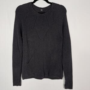 Lululemon Womens 6 Dark Heather Gray The Sweater The Better Crew Neck Cotton